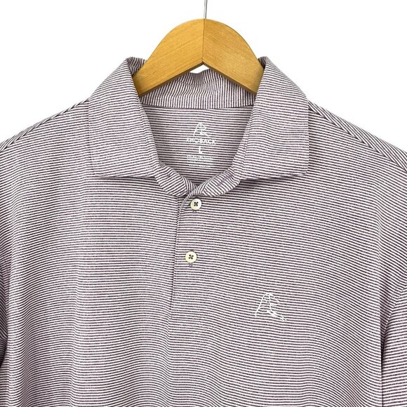 Rhoback The Whaler Performance Polo Purple Heather Stripe Men's L Long Sleeve - Picture 3 of 11